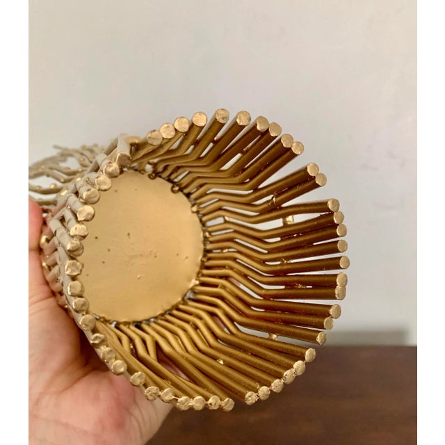 Stunning Hollywood Regency goldtone metal tall candleholder Perfect for a mantel or side table Modern sleek styling...