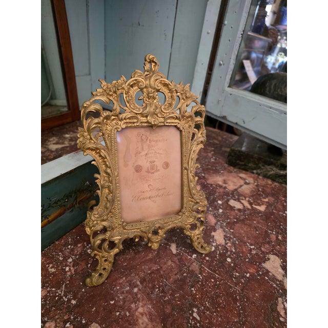 Metal Antique Gilt Brass French Frame For Sale - Image 7 of 7