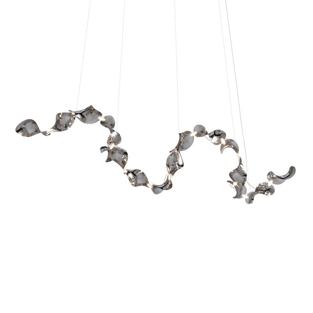 Dune 16 Curve Chandelier with Silver Hand Polished Shades by Daniel Becker for Moss Objects For Sale - Image 10 of 10