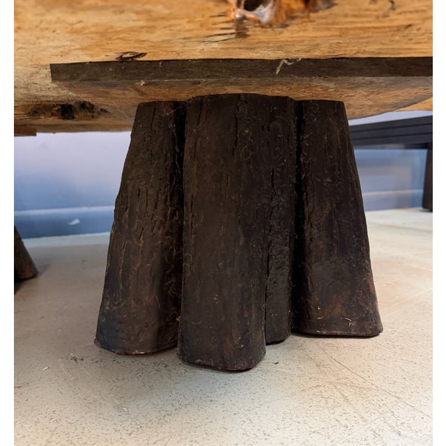 Cinnamon Vintage 1970s California Redwood Burl Live Edge Coffee Table on Redwood Stump Base For Sale - Image 8 of 15