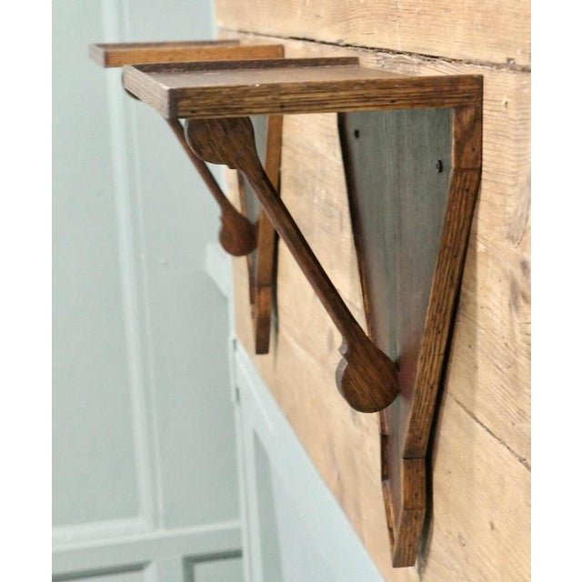 Wood Handmade Oak Wall Brackets, 1960s, Set of 2 For Sale - Image 7 of 8