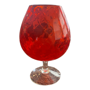 Empoli Orange Brandy Snifter With Diamond Optic