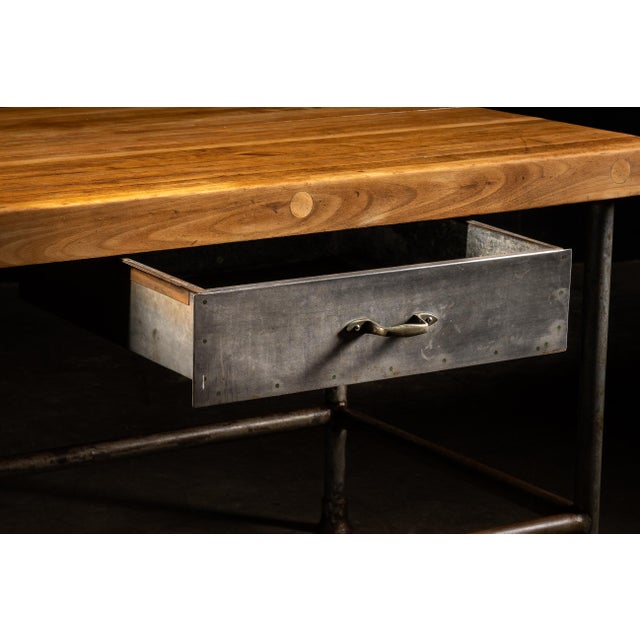 Mid 20th Century Vintage Butcher Block Table With Drawer For Sale - Image 5 of 6