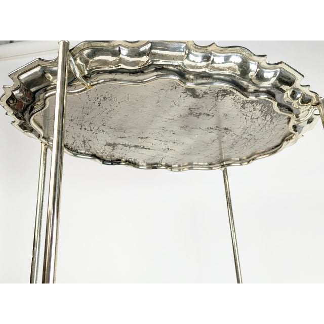 Mid-Century Italian Silver Plated Metal Trolley with Removable Trays by Carlo Mozzoni For Sale - Image 14 of 15