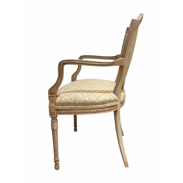French Pair Vintage French-Style Shield-Back Upholstered Accent Chairs For Sale - Image 3 of 7