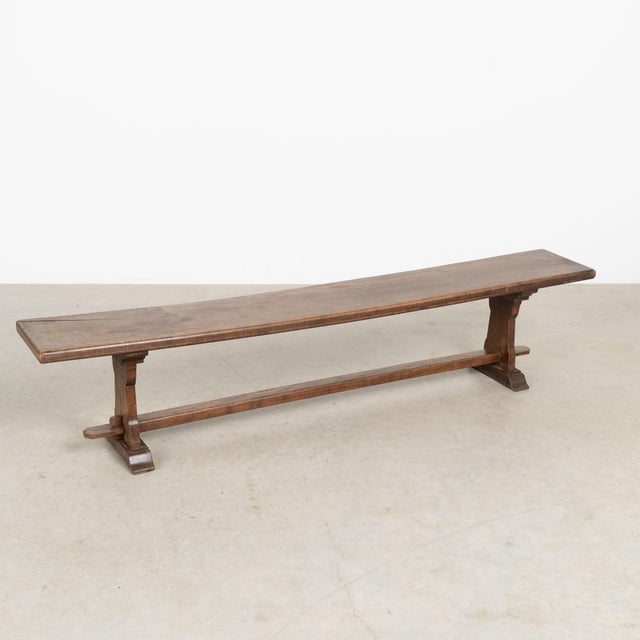 Early 20th Century French Chestnut Trestle Bench For Sale - Image 13 of 13