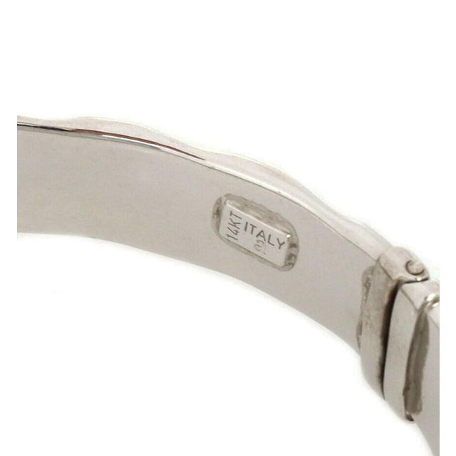 Mid 20th Century Mid 20th Century 14k Two Tone Gold 9.5mm Wide Oval Hinged Bangle Bracelet Italy For Sale - Image 5 of 5