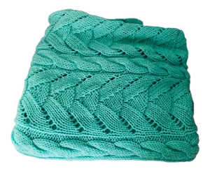 Green Knitted Handmade Bed Cover / Throw