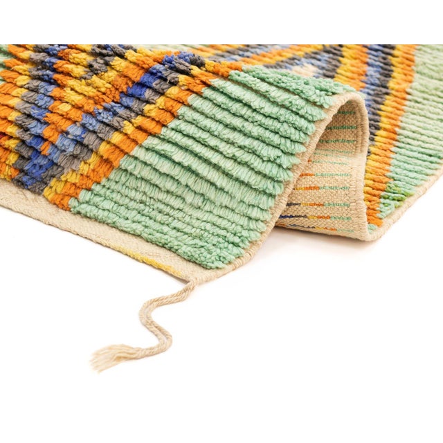 2020s Colorful Diamond Hand-Knotted Moroccan Wool Runner | 15'9" X 2'3" | One of a Kind For Sale - Image 5 of 8