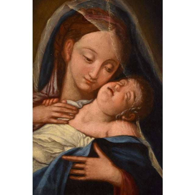 Baroque Follower of Giovan Battista Salvi Detto Il Sassoferrato, Madonna and Child, 1750, Oil on Canvas For Sale - Image 3 of 13