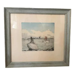 Early-Mid 20th Century ''Langelinie'' by Kai Seligmann, Etching With Aquatint