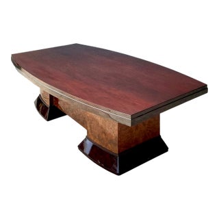 Vintage Custom Deco Double Tone Burl Coffee Table For Sale