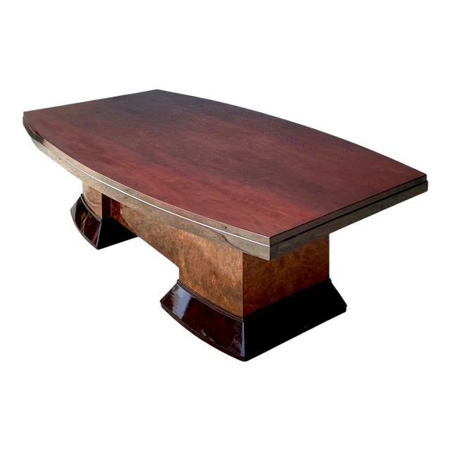 Vintage Custom Deco Double Tone Burl Coffee Table For Sale
