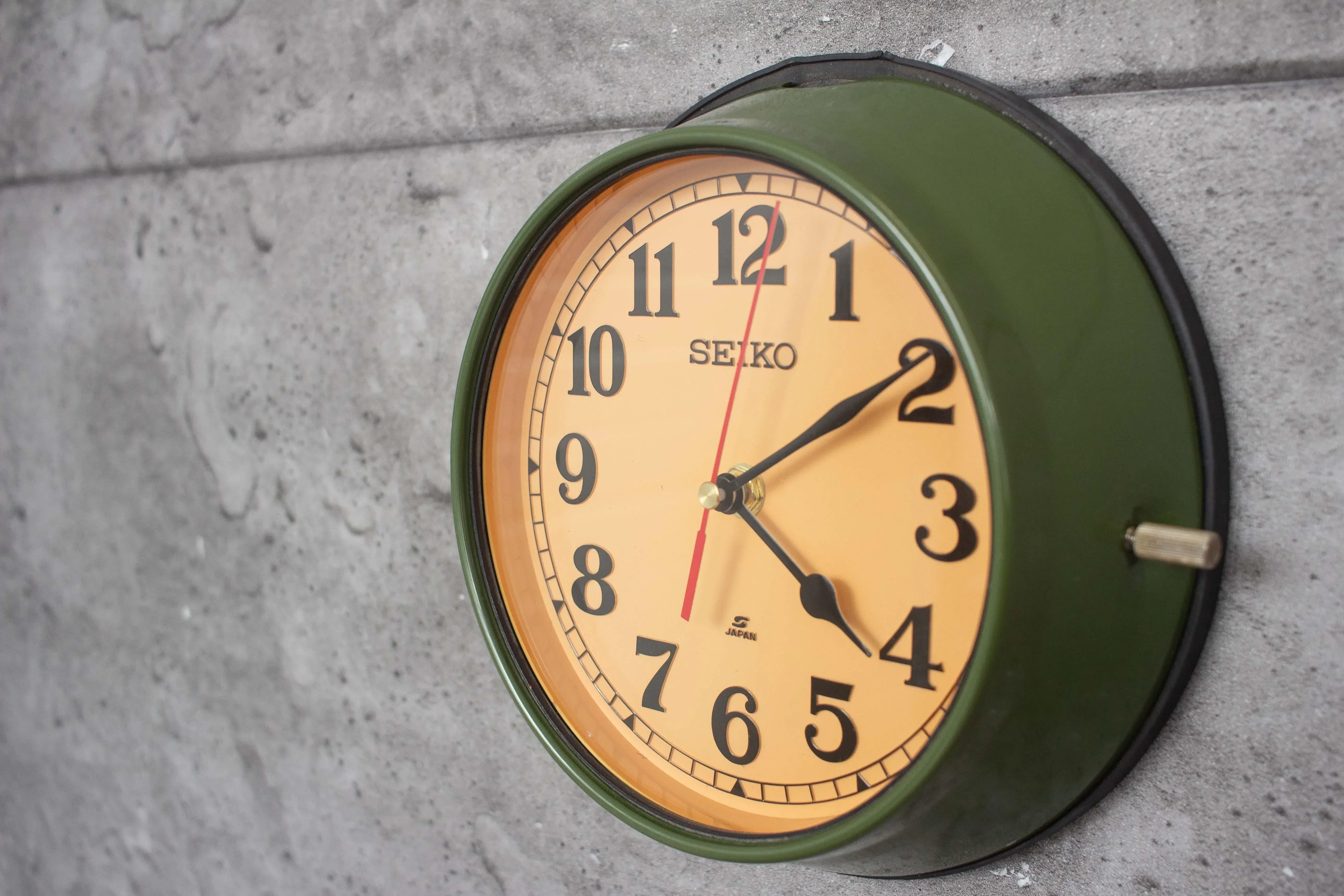 Vintage Navy Green Wall Clock from Seiko, 1990s | Chairish
