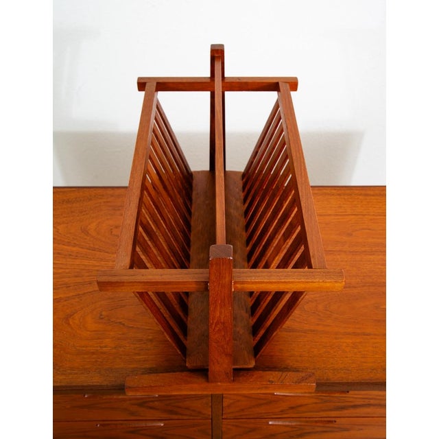 Mid-Century Modern 1960s Vintage Danish Mid Century Modern Folding Magazine Rack Solid Teak For Sale - Image 3 of 9