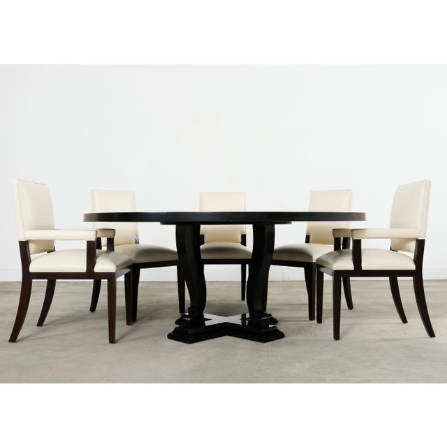 Dramatic lacquer ebonized round dining or center table designed by Ralph Lauren. Known as the "Basalt" center table...