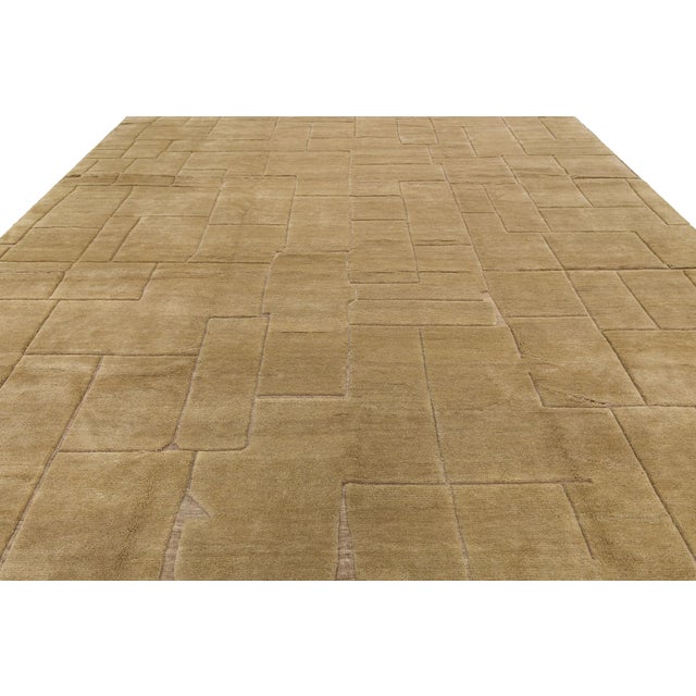 Camel Modern Moroccan Style Geometric Wool Area Rug in Warm Camel Neutral For Sale - Image 8 of 12