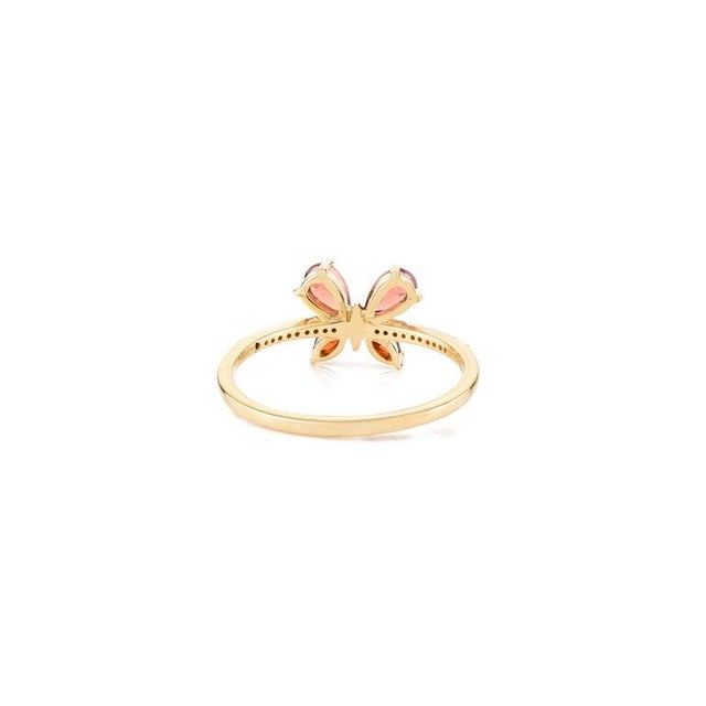 Metal Everyday Dainty Garnet Diamond Butterfly Ring- Gifts for Daughter Size 6.5 For Sale - Image 7 of 12