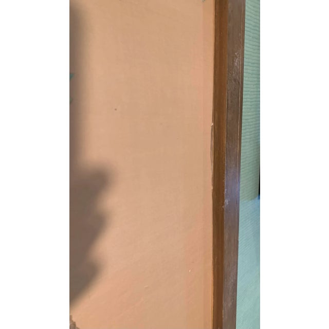 Vintage French Wallpaper Wall Panel in wood frame. Made in the Mid 20th Century