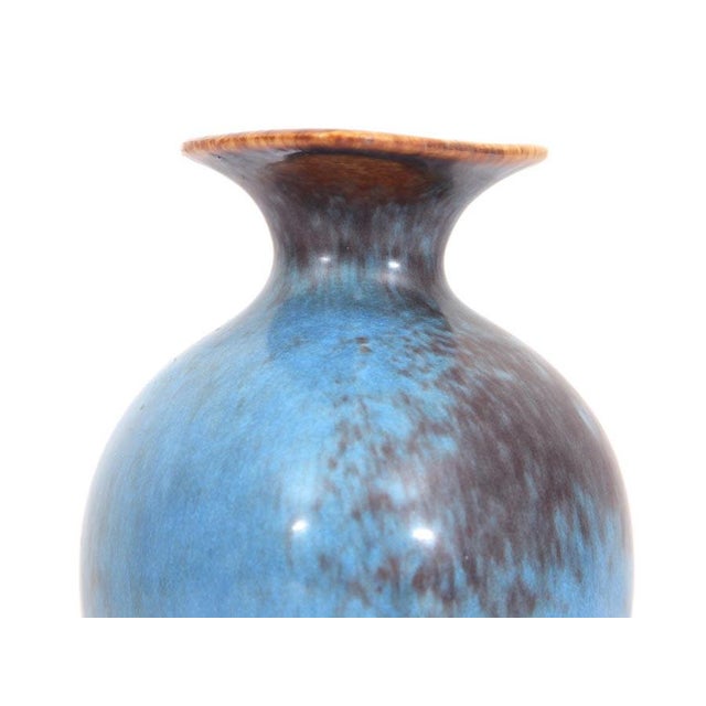 1960s AUH Brown & Blue Matte Hare's Fur Glaze Vase by Gunnar Nylund for Rörstrand, 1960s For Sale - Image 5 of 10