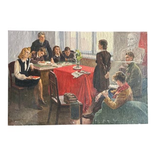 1960’s Social Realism Soviet Large Scale Painting For Sale