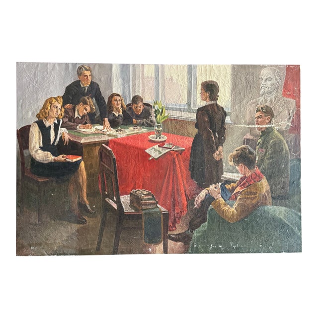 1960’s Social Realism Soviet Large Scale Painting For Sale