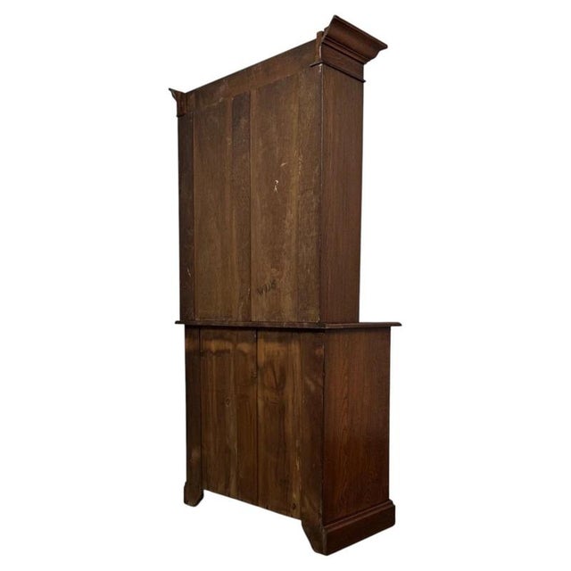 Wood Antique Early 20th Century English Arts and Crafts Oak Bookcase For Sale - Image 7 of 11