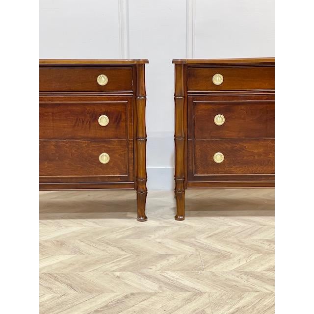 Traditional Pair of Custom-Built Faux Bamboo Stained Large Nightstands For Sale - Image 3 of 10