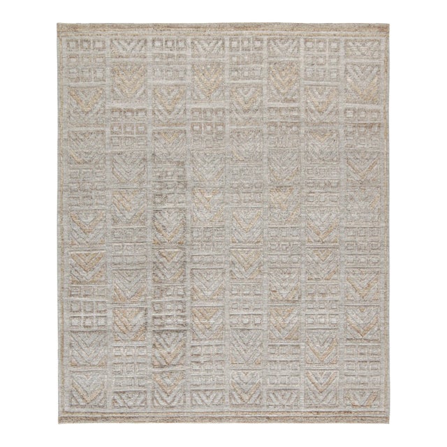 Rug & Kilim’s Scandinavian Rug Indoor/Outdoor Rug With Gray Geometric Pattern - 10'x14' For Sale