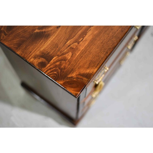 Vintage Chippendale Style Three-Drawer Nightstands With Brass Batwing Pulls - A Pair For Sale - Image 11 of 12