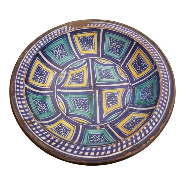 Antique Moraccan Ceramic Bowl For Sale