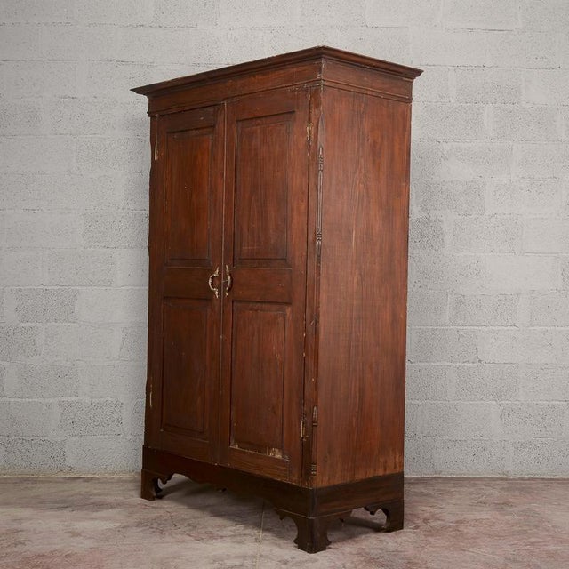 Antique 19th Century Two-door Wardrobe in Solid Fir, Italy For Sale - Image 4 of 18
