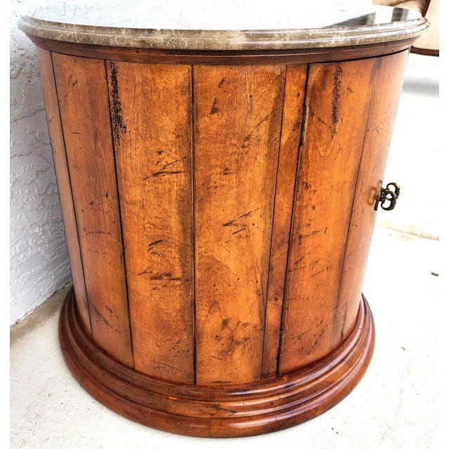 Henredon Style Marble Drum Table For Sale - Image 9 of 10