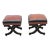 Hollywood Regency Painted Leather Vanity Ottomans Footstools a Pair For Sale