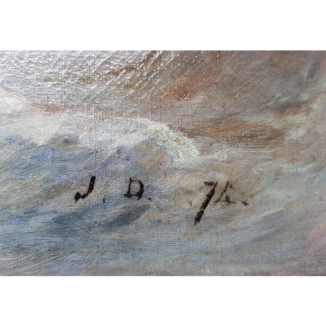 French French School - 1874 - Shipwreck - Seascape - Romantism - Oil on Canvas - Monogrammed For Sale - Image 3 of 12