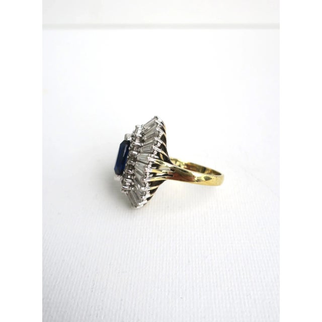Cocktail Ring Faux Diamonds and Sapphire, Circa 1960s For Sale - Image 9 of 11