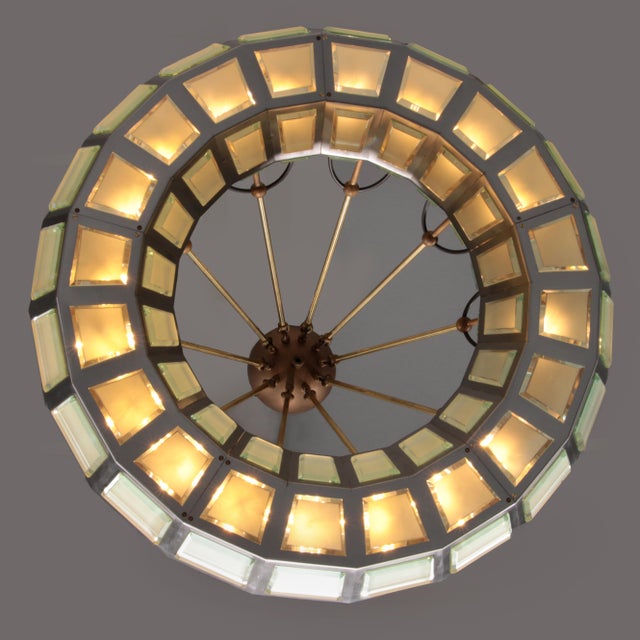 Chandelier in Brass, Aluminum, and Glass by Max Ingrand for FontanaArte, Italy, 1970s For Sale - Image 11 of 12