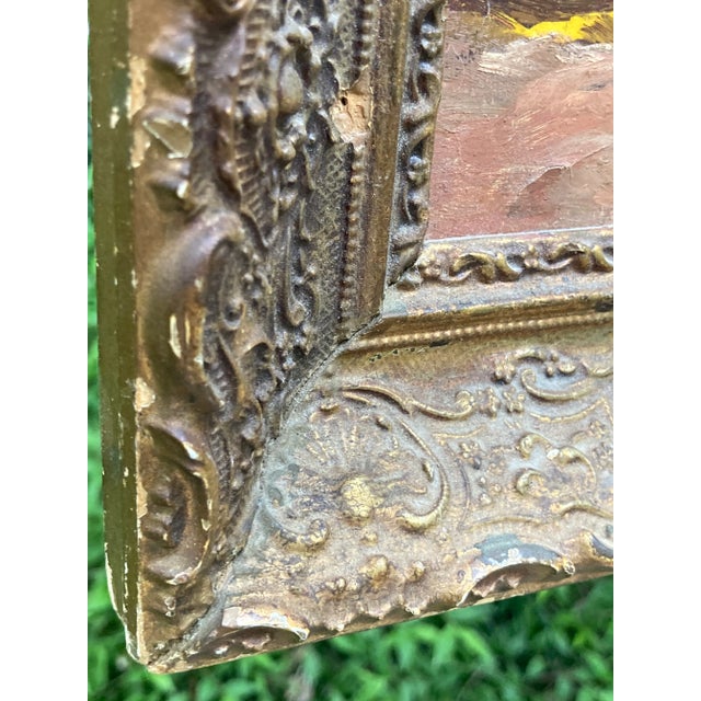 Burnt Umber Large 1950s Dutch Interior Scene Figurative Oil Painting, Framed Mother and Child Kitchen Scene For Sale - Image 8 of 13