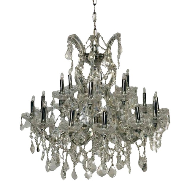 Venetian Style Crystal Chandelier, 19 Light For Sale