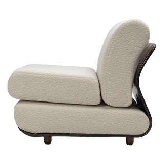 Bentwood Lounge Chair with White Bouclé Fabric, Italy, 1970s For Sale