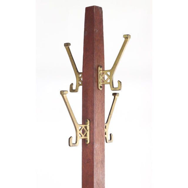 Arts & Crafts Vintage Arts & Crafts Oak Coat Tree Rack For Sale - Image 3 of 6