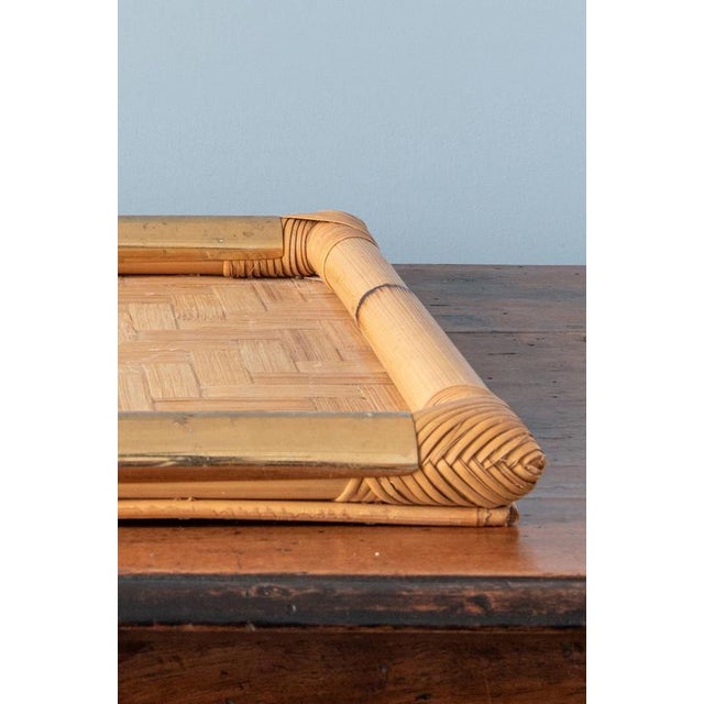 Bamboo and Brass Tray from Vivai Del Sud, 1970s For Sale - Image 6 of 10
