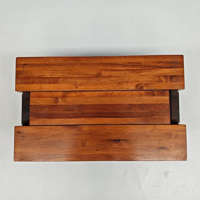 Vintage Walnut Coffee Table and Stool, 1970s For Sale - Image 13 of 18