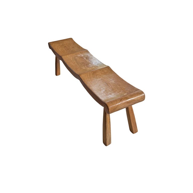 Sculptural Teak Wood Bench, Modern Organic, Stunning Wood Textures For Sale - Image 4 of 12