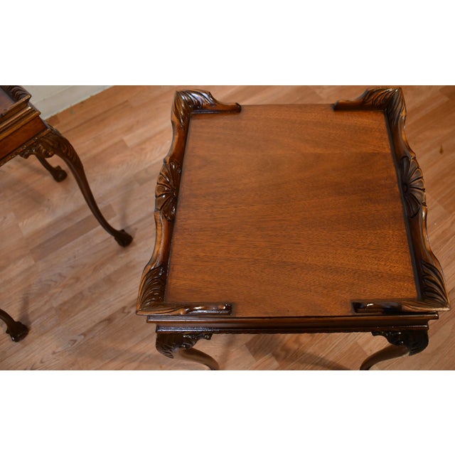 We are pleased to offer this beautiful pair of Chippendale style side tables, Superior table furniture company from the...