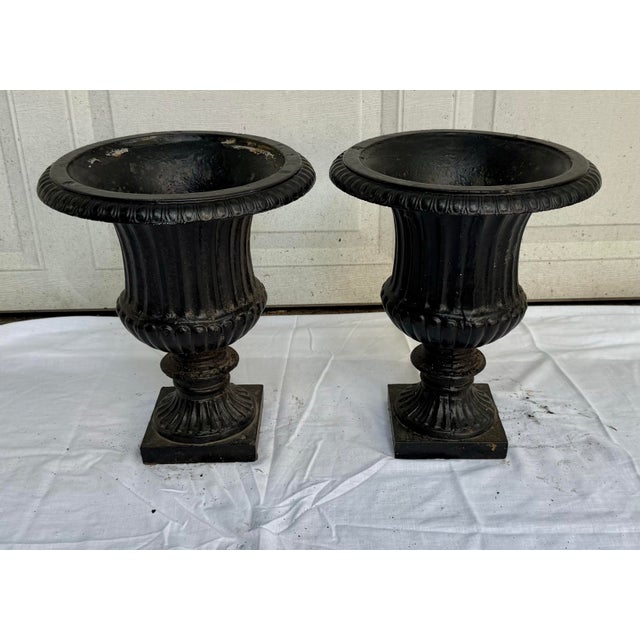 Late 20th Century Vintage Cast Iron Planters- A Pair For Sale - Image 5 of 8