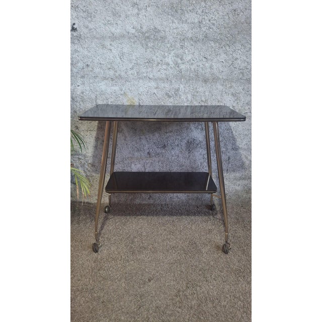 Serving Cart in Brass and Formica, 1950s For Sale - Image 9 of 15