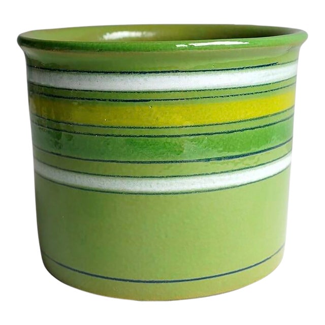 Aldo Londi Ceramic Jadiniere Flower Pot in Green Colarate For Sale