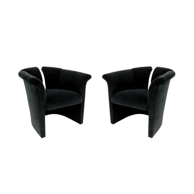 This is a unique pair of postmodern accent chairs designed by Milo Baughman. He was a pioneer in modern design and one of...