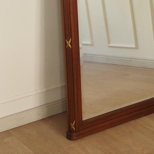 Antique Mahogany Trumeau Wall Mirror with Inlays, 1890 For Sale - Image 10 of 13